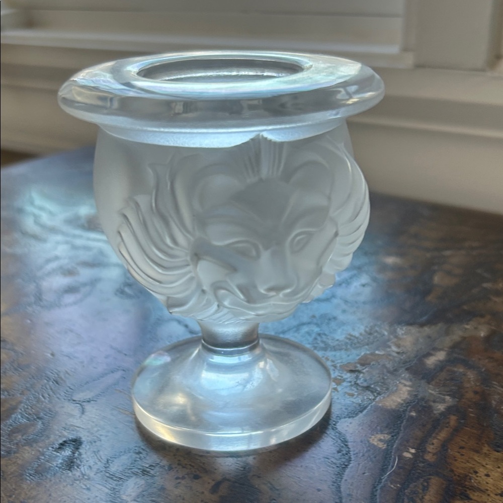 Lalique Glass Lion Head votive